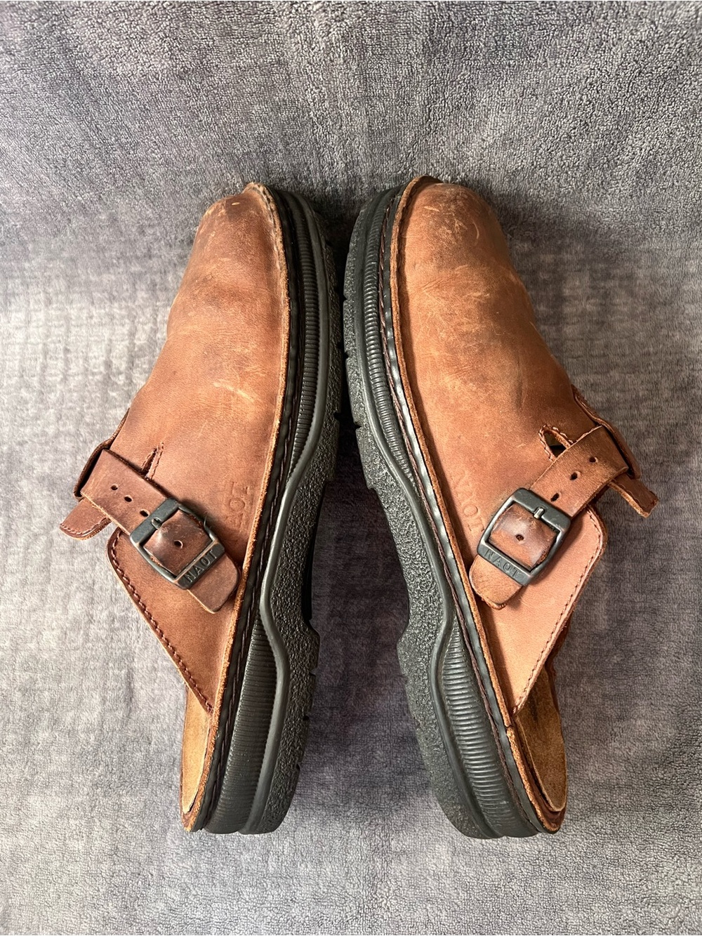 Naot Fiord Clogs Mens EU 45 US 12 Crazy Horse Leather Slip On Mule Buckle Strap - Picture 9 of 16
